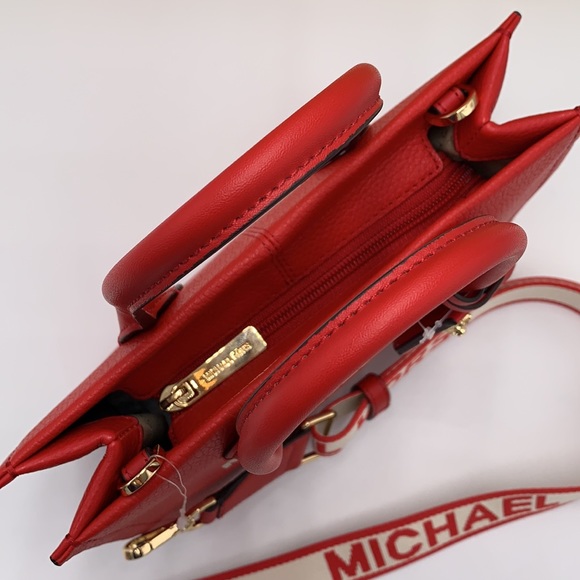 MICHAEL KORS MIRELLA SMALL SHOPPER TOP ZIP XBODY BRIGHT RED COLOR - Picture 11 of 16